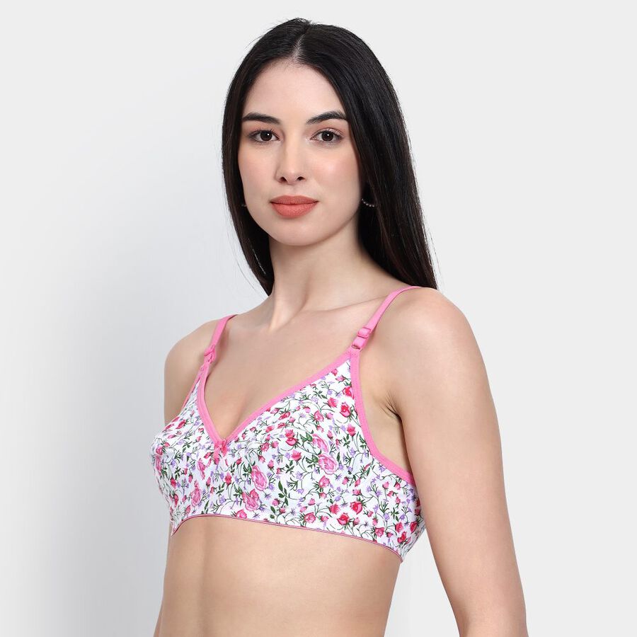 Ladies' 100% Cotton Non-Padded Bra, White, large image number null